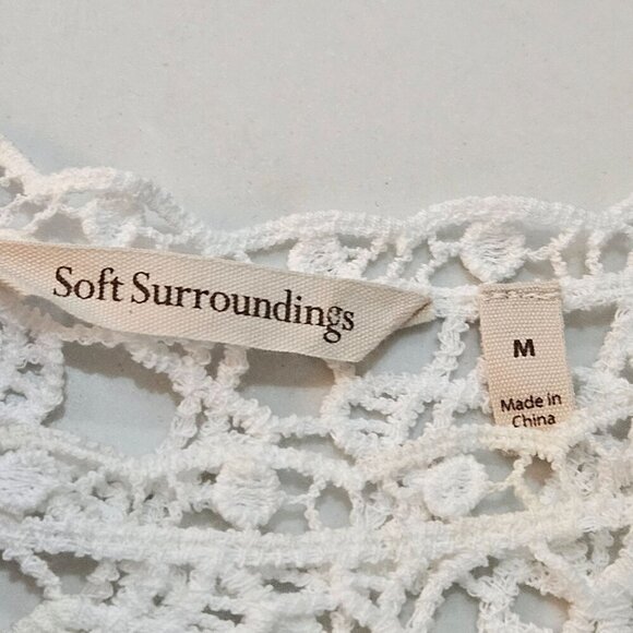 Soft Surroundings Medium White Lace Crochet Top Cottagecore Boho Feminine - Picture 8 of 8